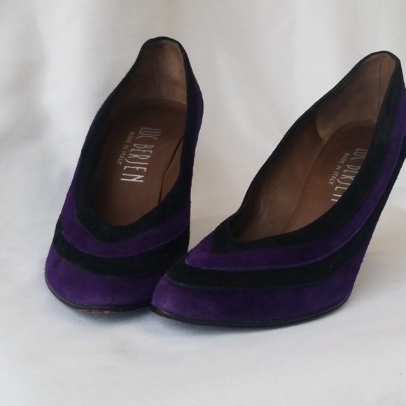 Vintage Purple Striped Luc Berjen Heels Italy 38 - Picture 5 of 8